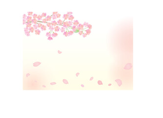 花びら舞い散る　淡い桜の背景イラスト