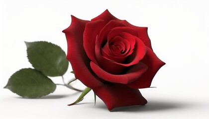 singe beautiful red rose isolated on white