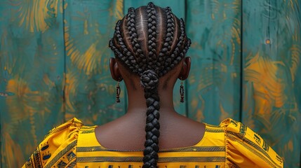 Exquisite woman with an elaborate fishtail braid, creating a captivating and majestic look