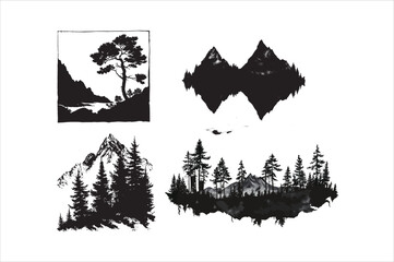 Mountant Silhouette vector Design. Black mountain silhouette vector download
