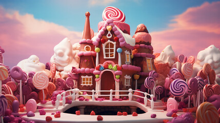 Candy land House made out of chocolate and candy