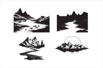 Mountant Silhouette vector Design. Black mountain silhouette vector download

