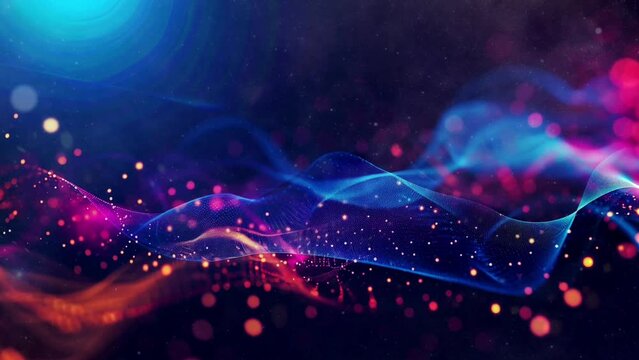 Abstract futuristic background with glowing neon moving wave lines