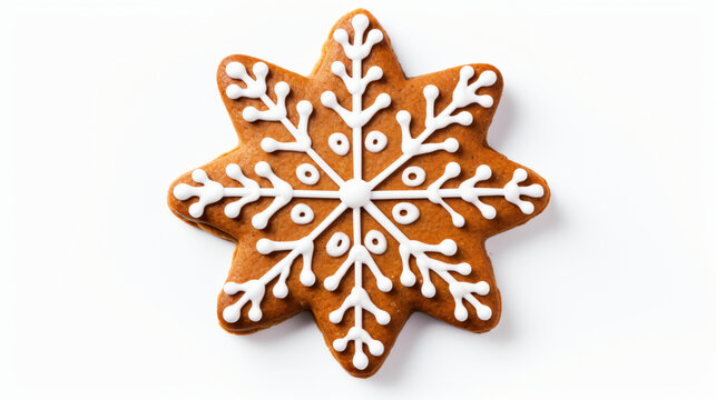 Closeup image of Christmas gingerbread snowflake