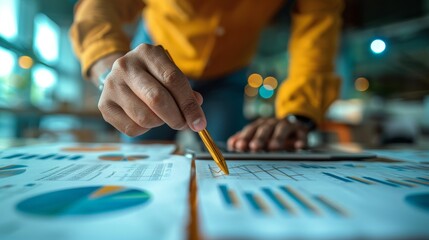 Obraz premium Depict the intricate process of market research, where data illuminates strategy