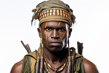 Obraz premium Standing tall in his safari uniform, a Male zookeeper's portrait is isolated against a solid background, embodying his commitment to caring for animals.