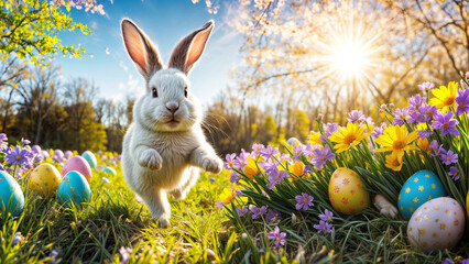 cute baby easter bunny in mid sprint 3