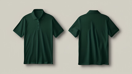  Front and back dark green polo shirt mockup . generative ai