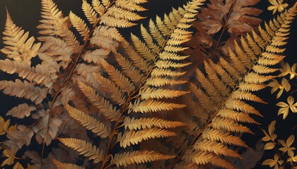 abstract natural autumn background golden fern leaves