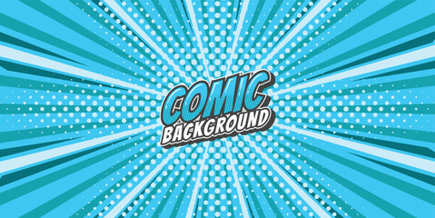Obraz premium Pop art retro comic rays background. Abstract background with halftone dots design.