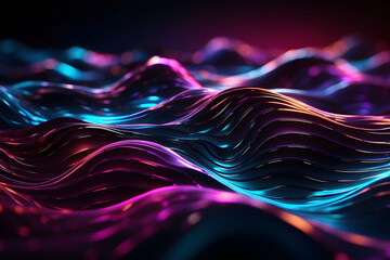Abstract dark background with glowing waves. Technology: hi-tech futuristic template design. 