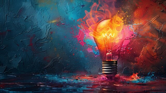 Depict a creative brainstorming session for an advertising campaign, where ideas become visual stories