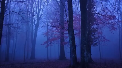 Fototapeta na wymiar Explore the mystical atmosphere of a mist-shrouded forest at twilight