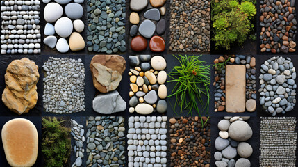 Obraz na płótnie Canvas Drainage systems from small pebbles Garden drain