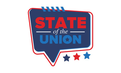 State of the Union Address in United States. Annual deliver from the President of the US address to Congress. Speech President. Patriotic american elements. Poster, card, banner, background. Vector