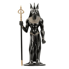 Statuette of Anubis - God of Death Isolated on White Background and transparent background. Ideal for use in advertising. Generative ai