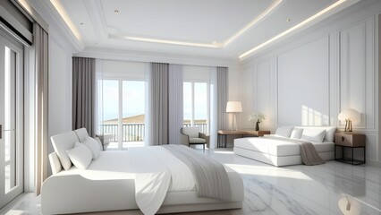 Fototapeta premium Interior of a marble bed room