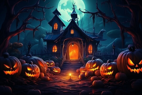 halloween pumpkin outdoors scary mystery house, halloween celebration, scary