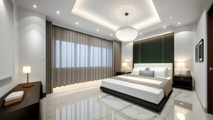 Fototapeta na wymiar Interior of a marble bed room