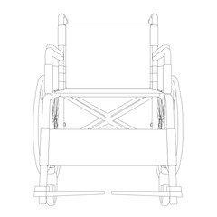 正面の車椅子　シンプルな白黒線画イラスト
