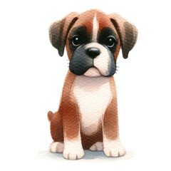 Obraz premium Boxer Puppy Watercolor Illustration 