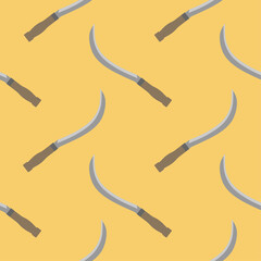 sickle seamless pattern vector illustration. Agriculture garden and farm cultivation equipment seamless pattern.
