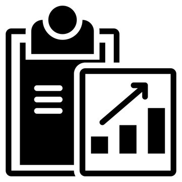report clipboard graph growth business solid glyph