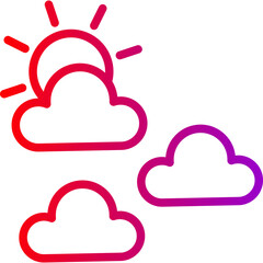 Cloud And Sun Vector Line Gradient Icon