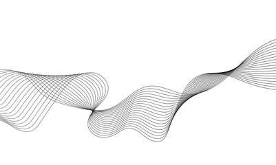 Wavy business curve lines on transparent background. Abstract ocean wave line background. Wave swirl, frequency sound wave, twisted curve lines with blend effect. Vector illustration.