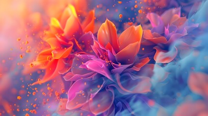 Bright and Colorful Flower Wallpaper in Fluid Formation