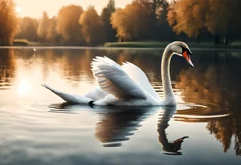 Rolgordijnen swan on the lake © Khani