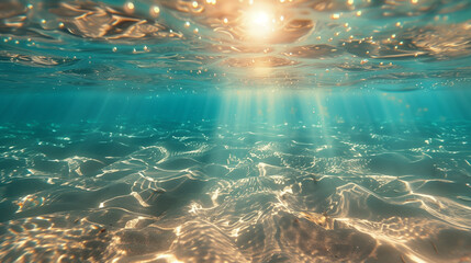 Fototapeta na wymiar blue ocean surface with sun rays