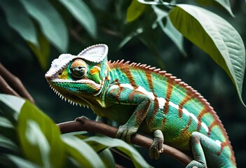 Obraz premium green iguana on a branch