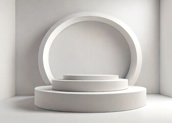 White floral podium for product display on white background