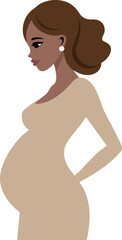Months pregnant woman side view illustration isolated