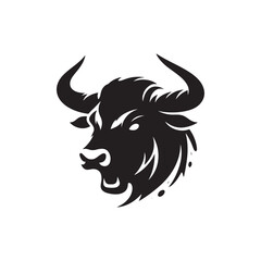 Furious Charge: Vector Silhouette of an Angry Bull - Capturing the Power and Intensity of Its Aggression in Striking Form. Vector Bull, Bull Illustration, Angry Bull Vector,