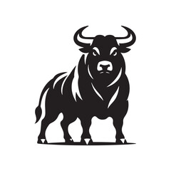 Furious Charge: Vector Silhouette of an Angry Bull - Capturing the Power and Intensity of Its Aggression in Striking Form. Vector Bull, Bull Illustration, Angry Bull Vector,