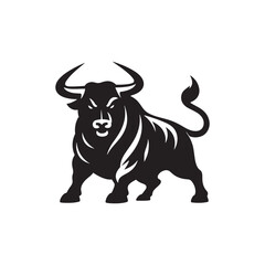 Furious Charge: Vector Silhouette of an Angry Bull - Capturing the Power and Intensity of Its Aggression in Striking Form. Vector Bull, Bull Illustration, Angry Bull Vector,