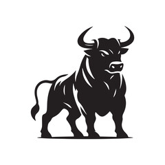 Furious Charge: Vector Silhouette of an Angry Bull - Capturing the Power and Intensity of Its Aggression in Striking Form. Vector Bull, Bull Illustration, Angry Bull Vector,