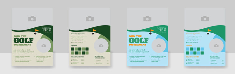 Golf tournament flyer template, vector illustration eps 10 Gold tournament double side or page flyer template