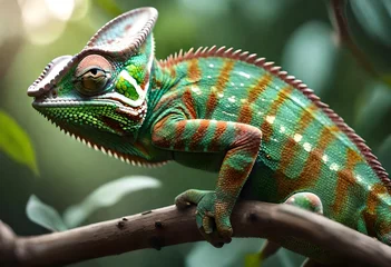 Foto op Canvas chameleon on a branch © Tahira