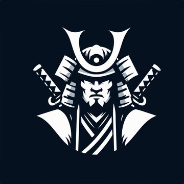 Samurai logo vector illustration sticker icon.