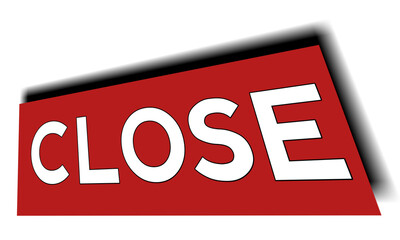 red Close text tag sign symbol on transparent background for shop discount business concept design elements