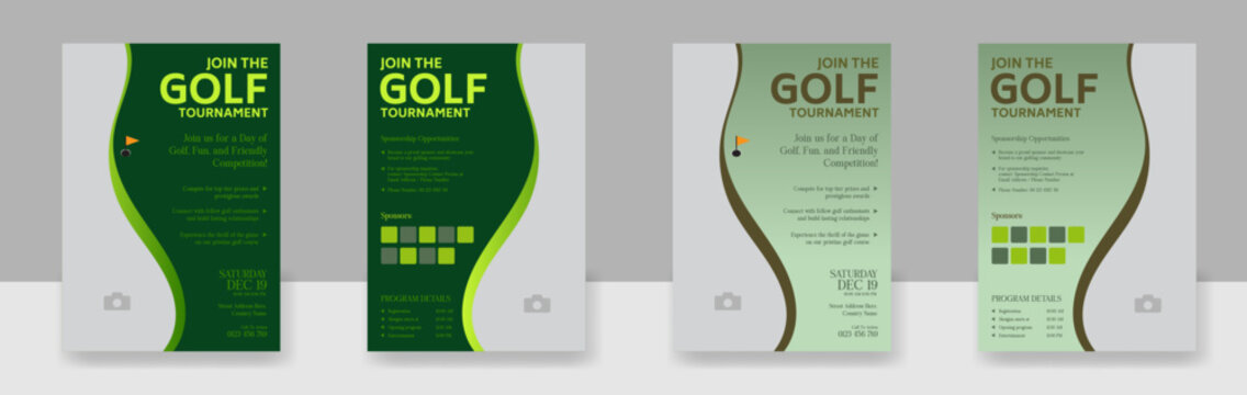 Golf tournament flyer template, vector illustration eps 10 Gold tournament double side or page flyer template