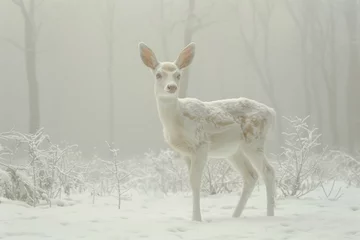 Foto op Aluminium white tailed deer in the snow © paul