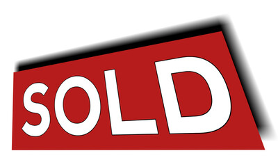 SOLD text tag sign symbol on red on transparent background for shop discount business concept design elements