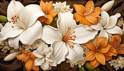 Beautiful exotic floral pattern wallpaper texture for design inspiration and decorative purposes