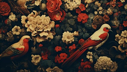 Beautiful exotic floral pattern wallpaper texture for stylish home decor and interior design