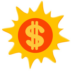 sun dollar icon isolated on transparent background	