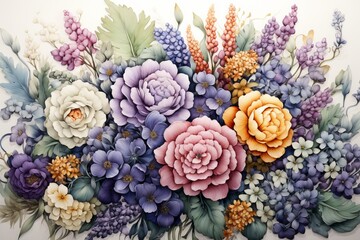 Delicate multicolor watercolor floral background - vibrant and serene artwork for design projects